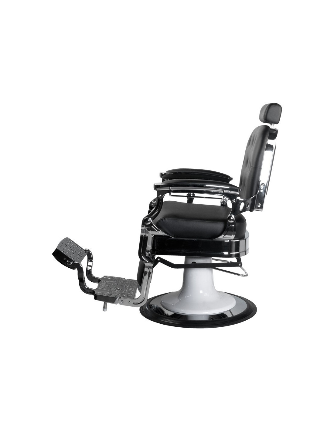 Ernesto Upholstered Barber chair – Silver & Black – Retro Look & Professional Comfort 