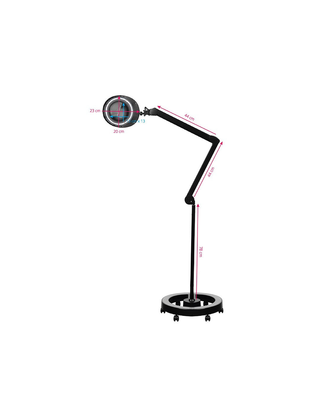 Lupa elegante 6025 60 led smd 5d lampada nera con treppiede 