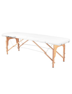 Table de massage pliante bois confort 2 sections blanc