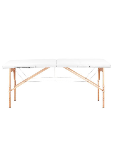 Table de Massage  126965 TABLE DE MASSAGE PLIANTE BOIS CONFORT 2 SECTIONS BLANC