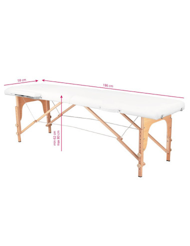 Massage Table 126965 FOLDING MASSAGE TABLE WOOD COMFORT 2 SECTIONS WHITE