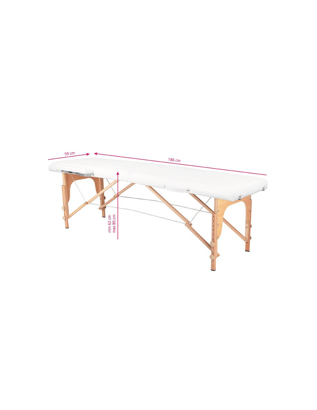 Massage Table 126965 FOLDING MASSAGE TABLE WOOD COMFORT 2 SECTIONS WHITE
