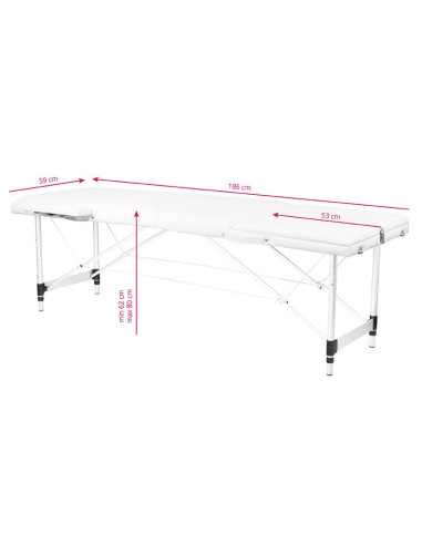 Associate Article  126968 STÓŁ SKŁADANY DO MASAŻU ALUMINIOWY KOMFORT 3 SEGMENTOWY WHITE