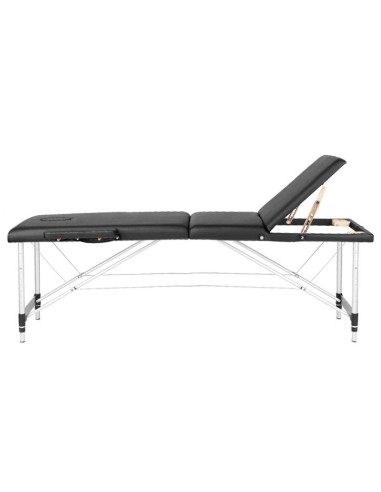 KOMFORT KLAPPBARE MASSAGELIEGE AUS ALUMINIUM, 3-TEILIG, SCHWARZ