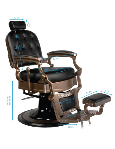 Ernesto Upholstered Barber chair – Bronze & Matte Black 