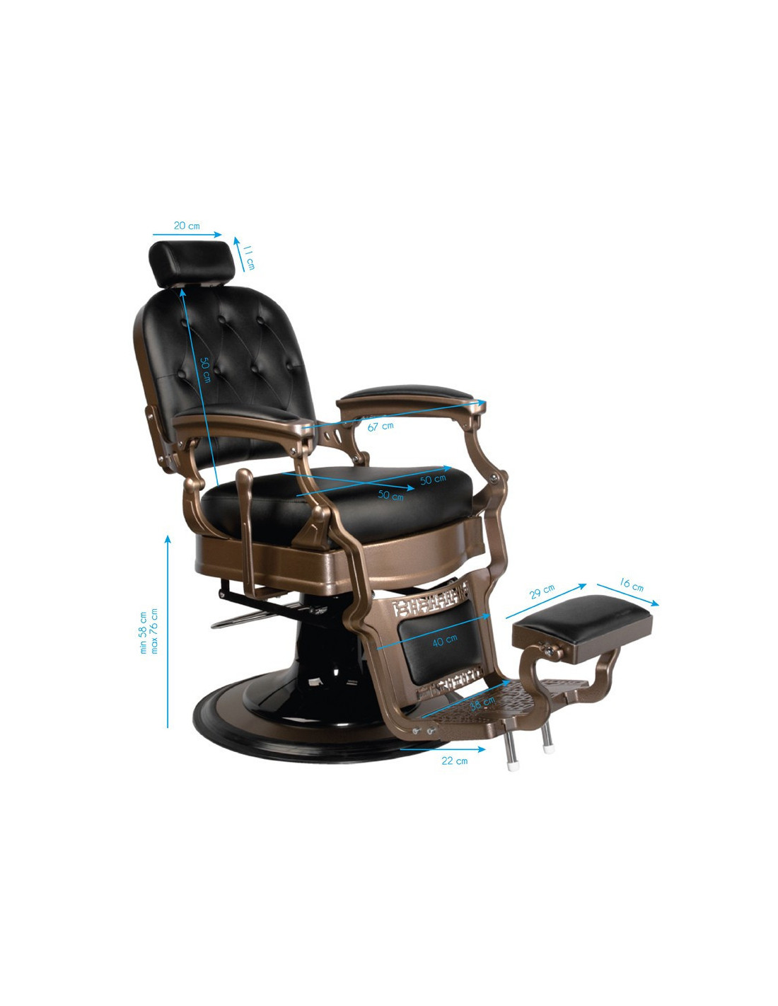 Ernesto Upholstered Barber chair – Bronze & Matte Black 