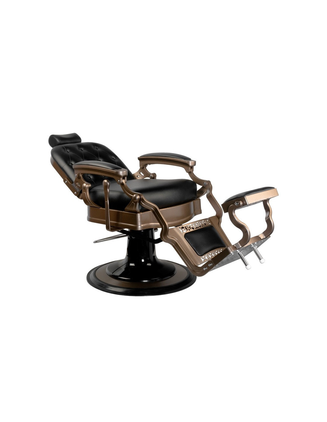 Silla de barbero tapizada Ernesto – Bronce y negro mate