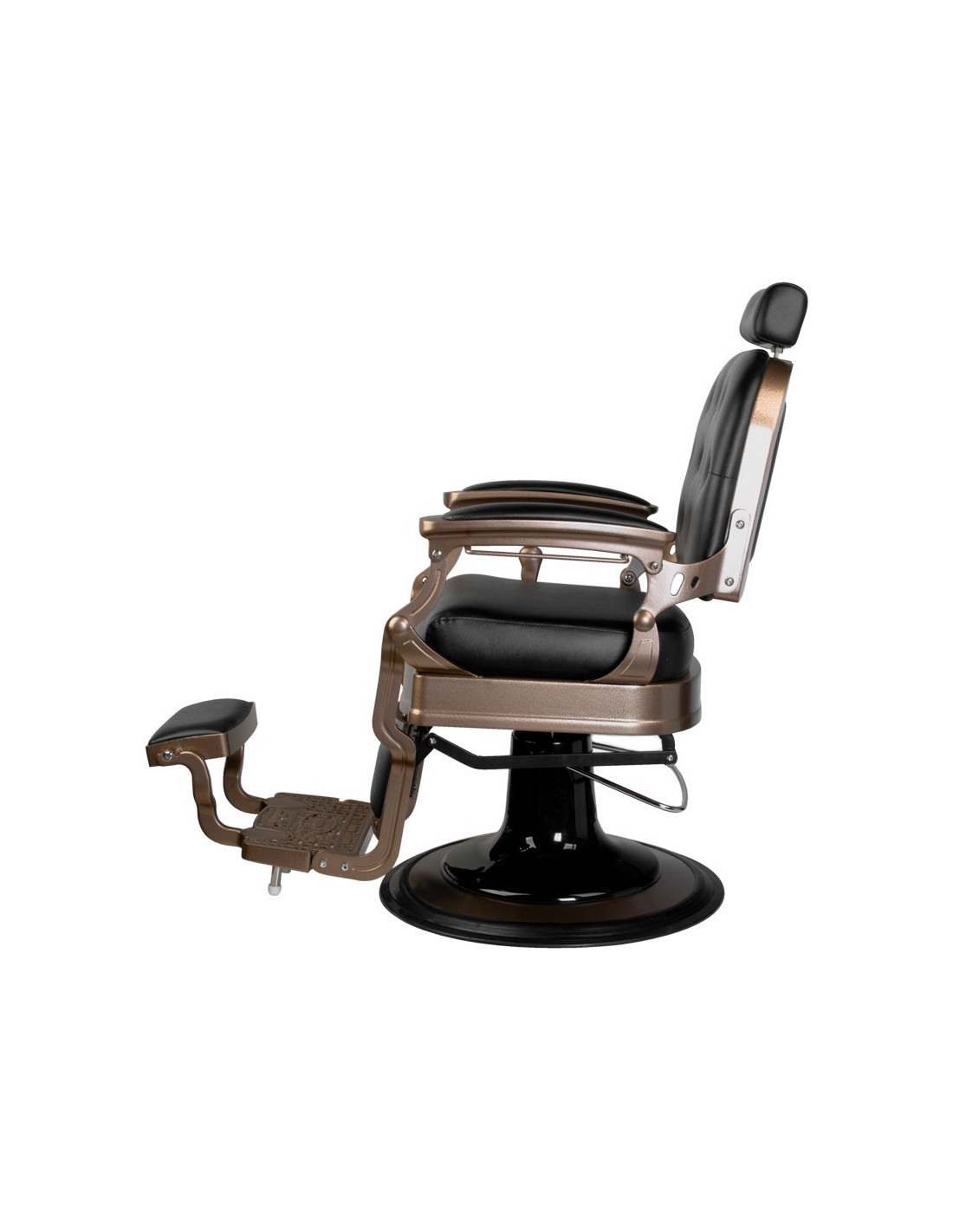 Silla de barbero tapizada Ernesto – Bronce y negro mate