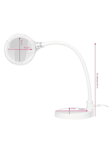 Lupa elegante lampada elegante 30 led smd 5d con base e clip per scrivania 