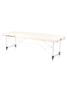 Comfort folding massage table in aluminium with 3 segments, cream