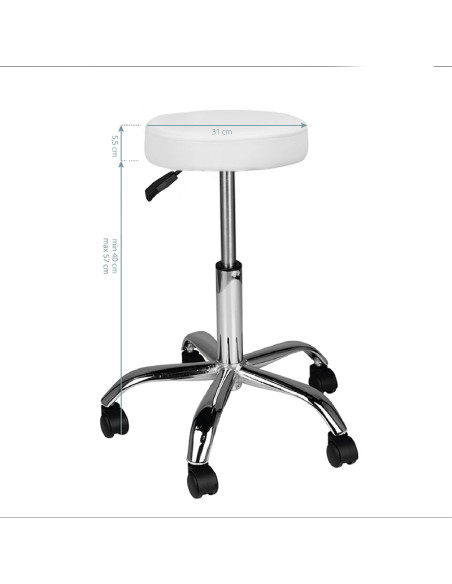 Stool with wheels 129898 Cosmetic stool am-310 white