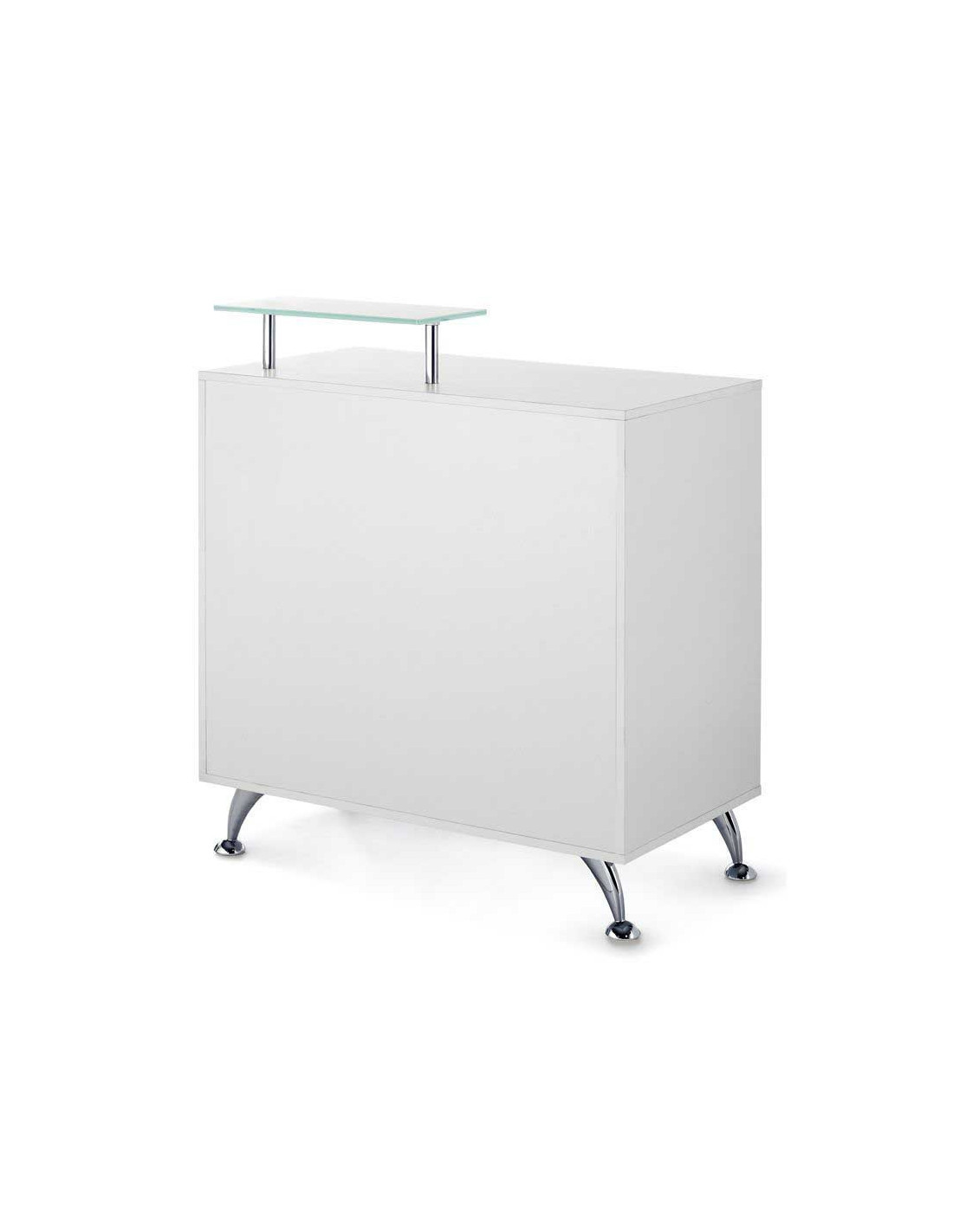 Copper and white reception desk counter