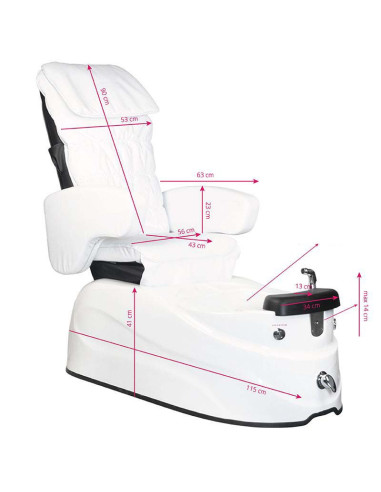 Cadeira de Pedicure Spa AS-122 Branca com Função de Massagem