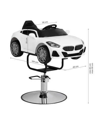 Cadeira de cabeleireiro infantil em forma de carro de bambu branco