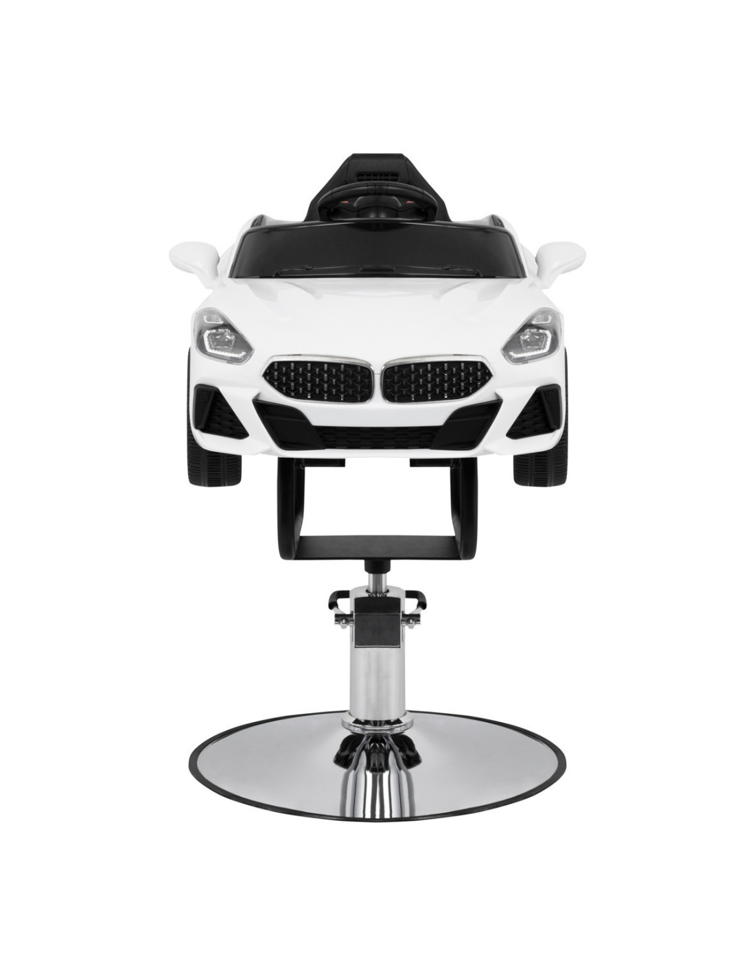 Cadeira de cabeleireiro infantil em forma de carro de bambu branco