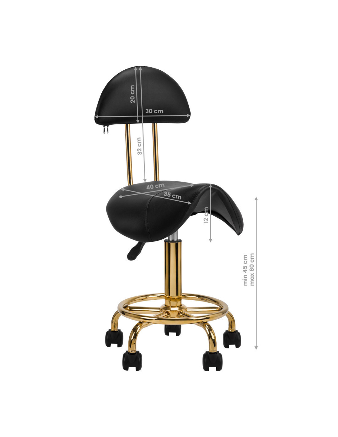 Taburete con ruedas 140906 Taburetes estéticos 6001g oro negro