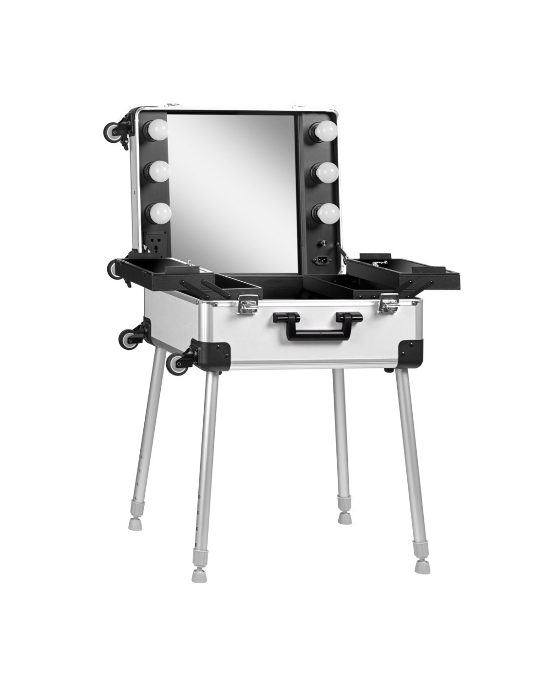 Trolley mit Spiegel und Glühbirnen T-27 Silber