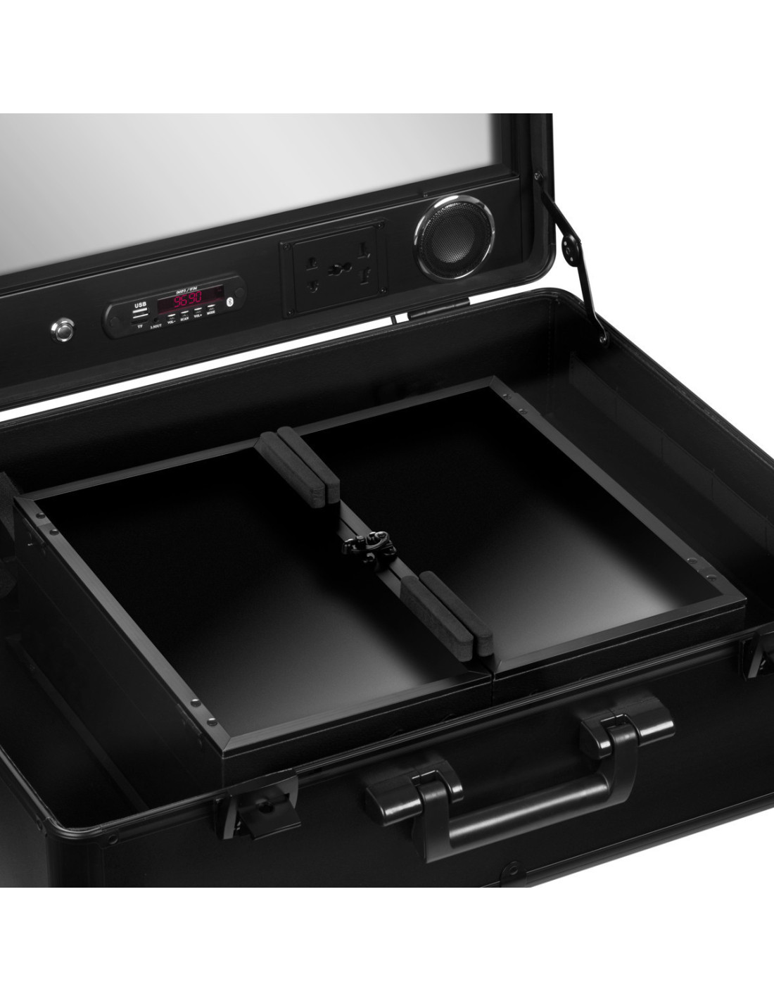 Mesas de maquiagem Suitcase 136922 Estações de maquiagem portáteis com alto-falantes LED USB