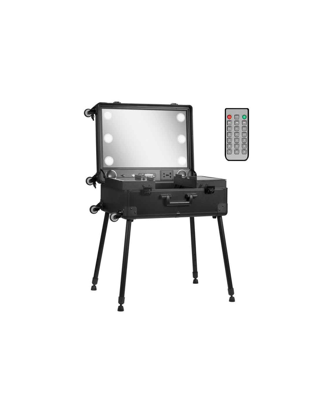 Make-uptafels Koffer 136922 Draagbare make-upstations met USB LED-luidsprekers