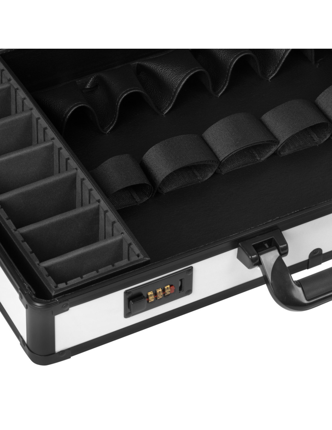 White and black barber hairdressing suitcase