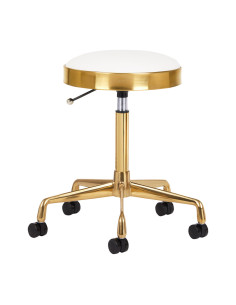 Banqueta cosmética H7 branca e dourada