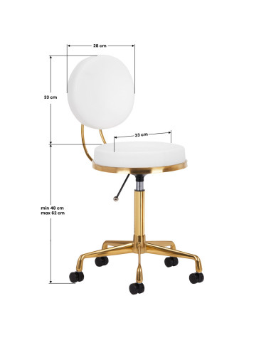 Tabouret roulettes  140260 Tabouret cosmetique h5 or blanc