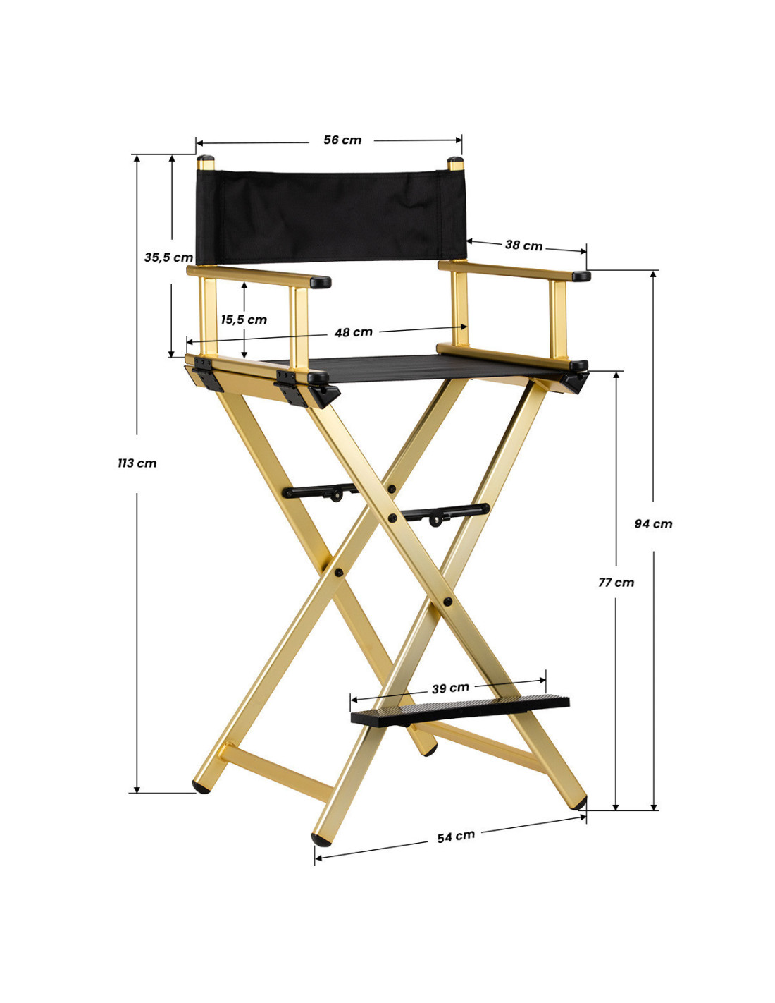 Makeup Chair 123776 Gold aluminum makeup chair