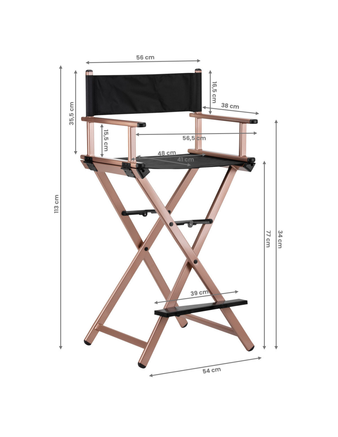 Chaise de maquillage Alu or rose