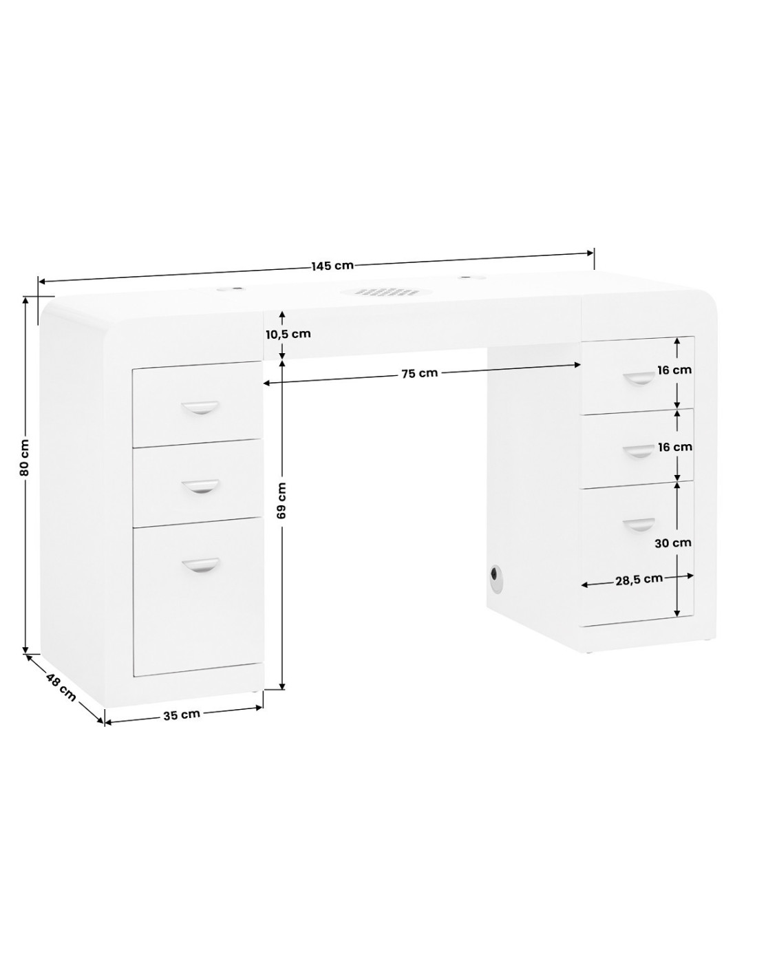 Table de manucure professionnelle 314 blanc 