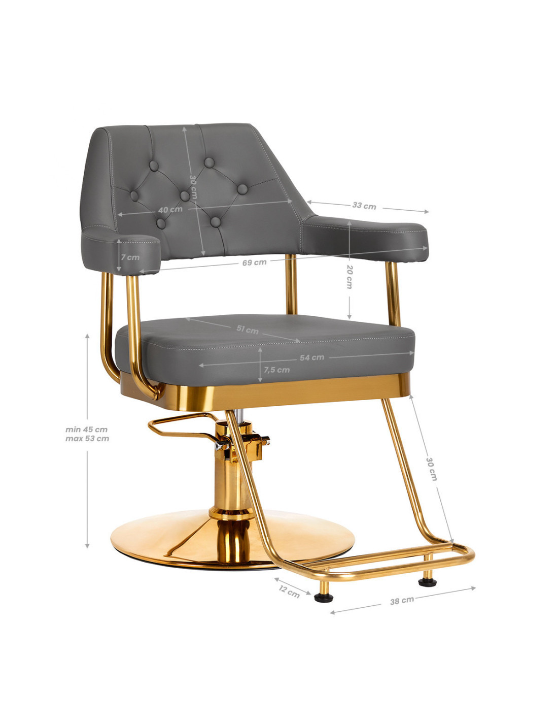 Gabbiano Granada Grey Gold Hairdressing Chair {attributes}