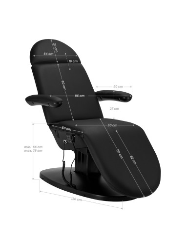 Cadeira de estética elétrica Motor 2240 Eclipse 3 preta 