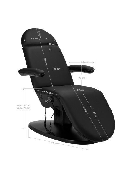 Cadeira de estética elétrica Motor 2240 Eclipse 3 preta 