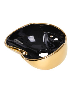 vasque de bac à shampoing en céramique noire et dorée