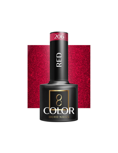 OCHO NAILS Verniz de unhas híbrido vermelho 206 - 5 g
