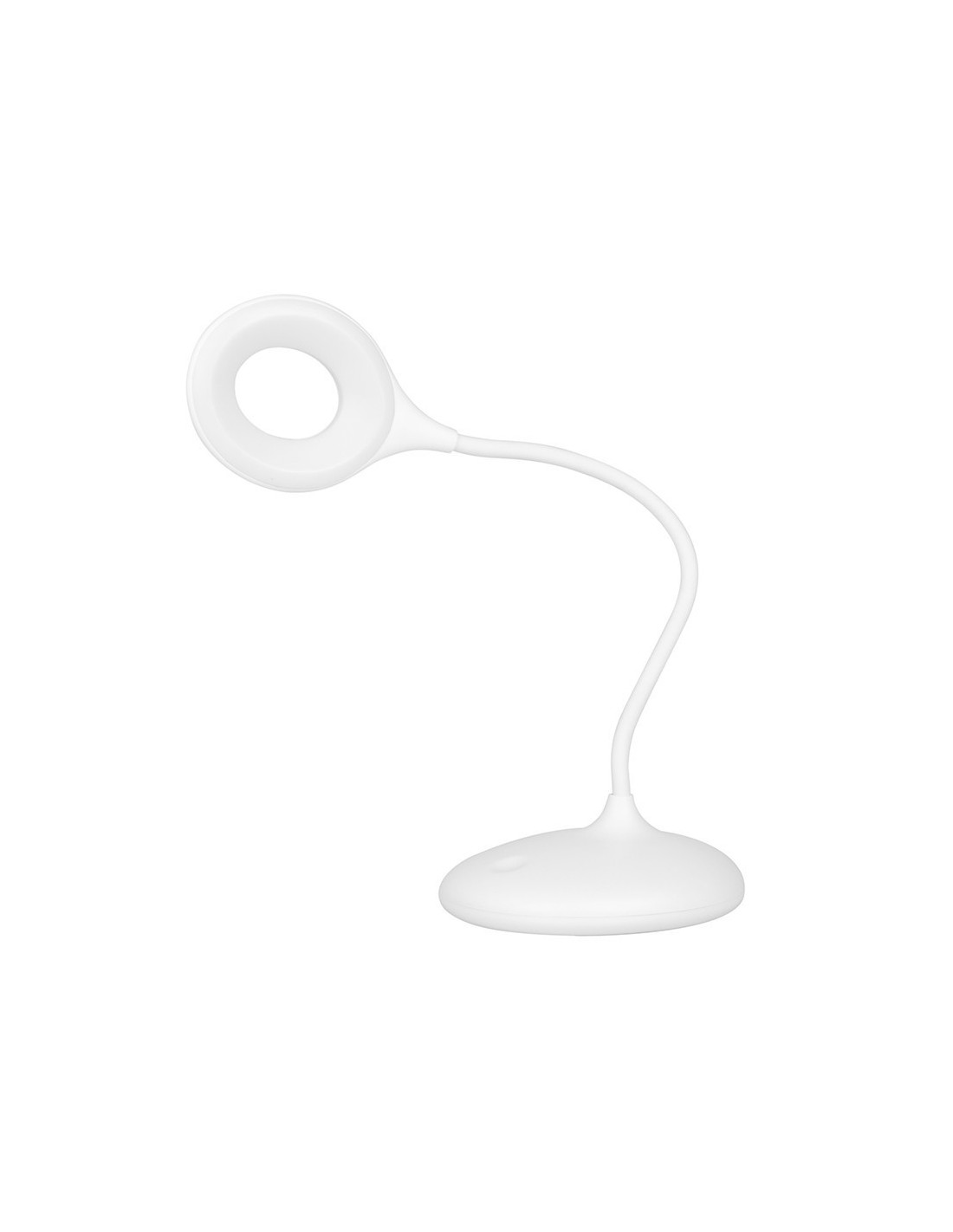 Lampe annulaire LED serpent sur le bureau blanc