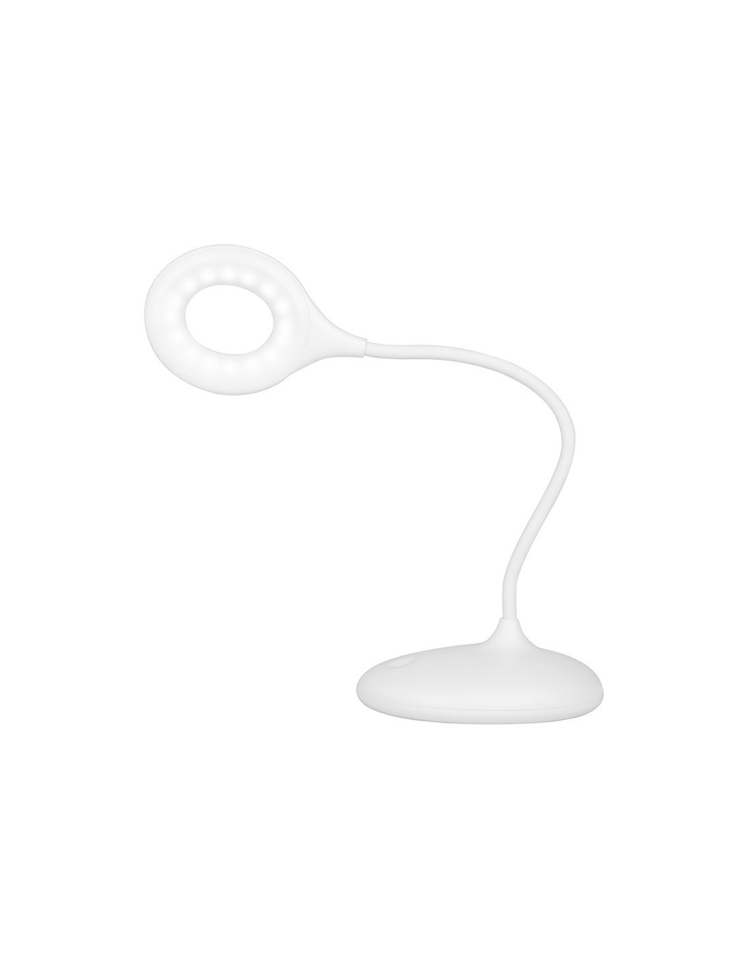 LED-Schlangenringlicht auf weißem Schreibtisch