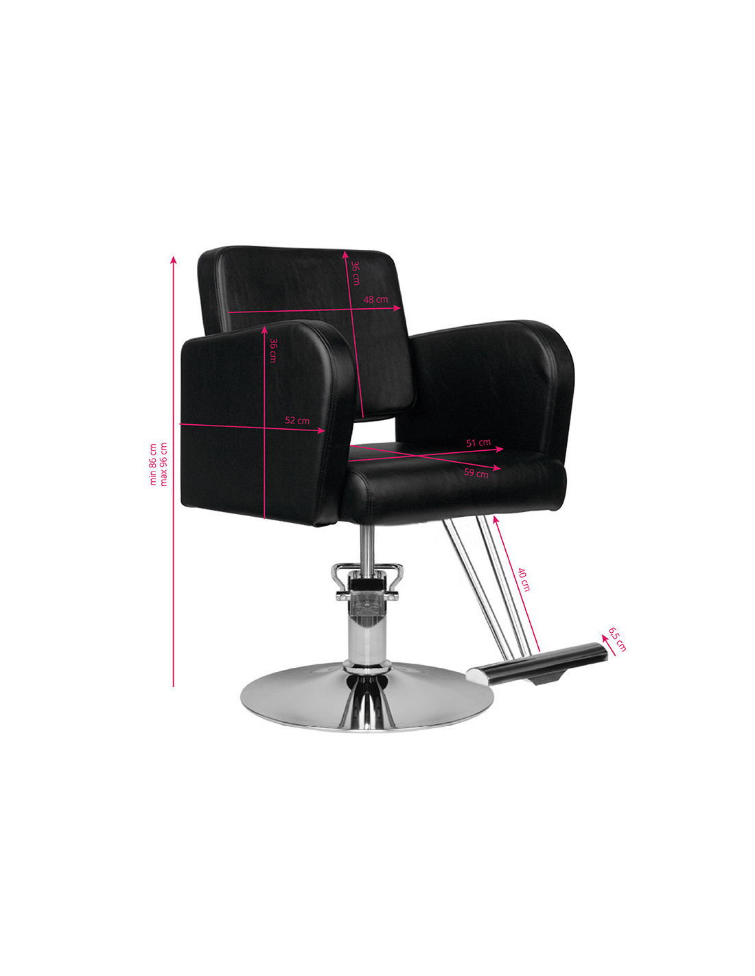Ragusa black hairdressing chair {attributes}
