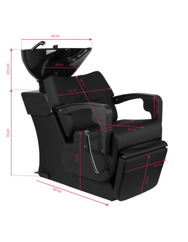 Gabbiano hairdresser wash C37 black adjustable