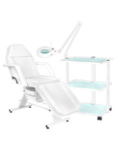 Poltrona cosmetica 202 Basic + tavolo cosmetico 1040 + lampada d'ingrandimento a LED S5