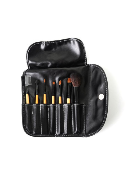 Set de brochas de maquillaje 7 elementos estuche negro 