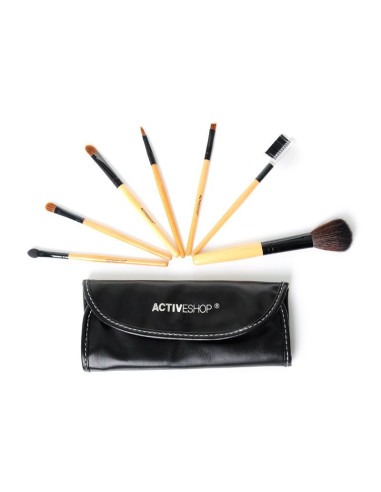 Set de brochas de maquillaje 7 elementos estuche negro 