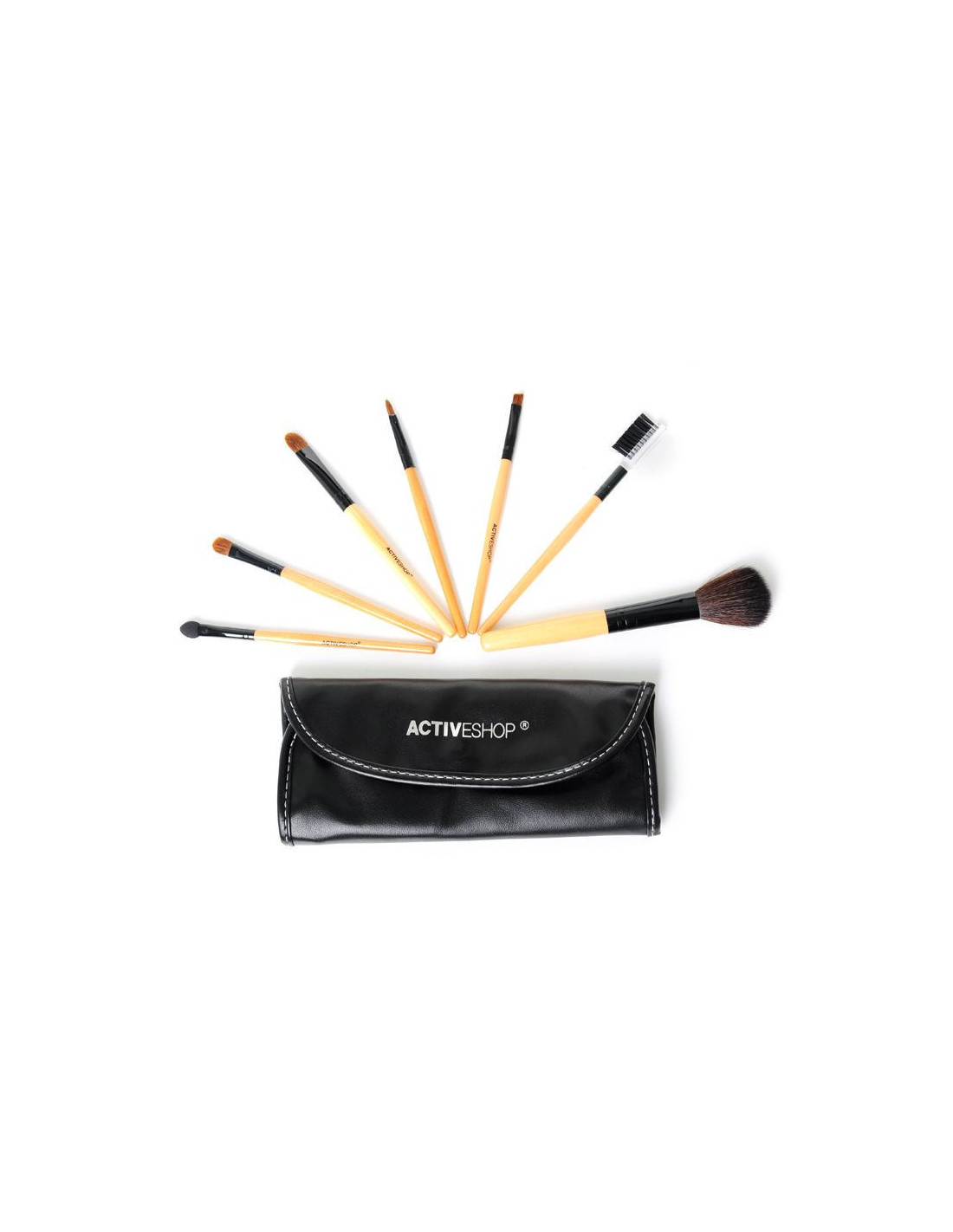 7-piece makeup brush set in black case