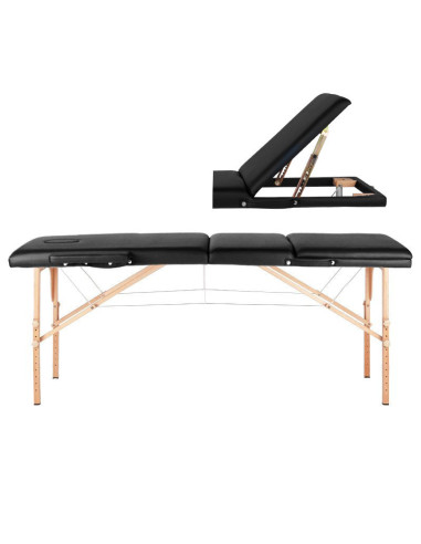 Comfort Activ Fizjo Lettino da massaggio pieghevole in legno a 3 segmenti nero