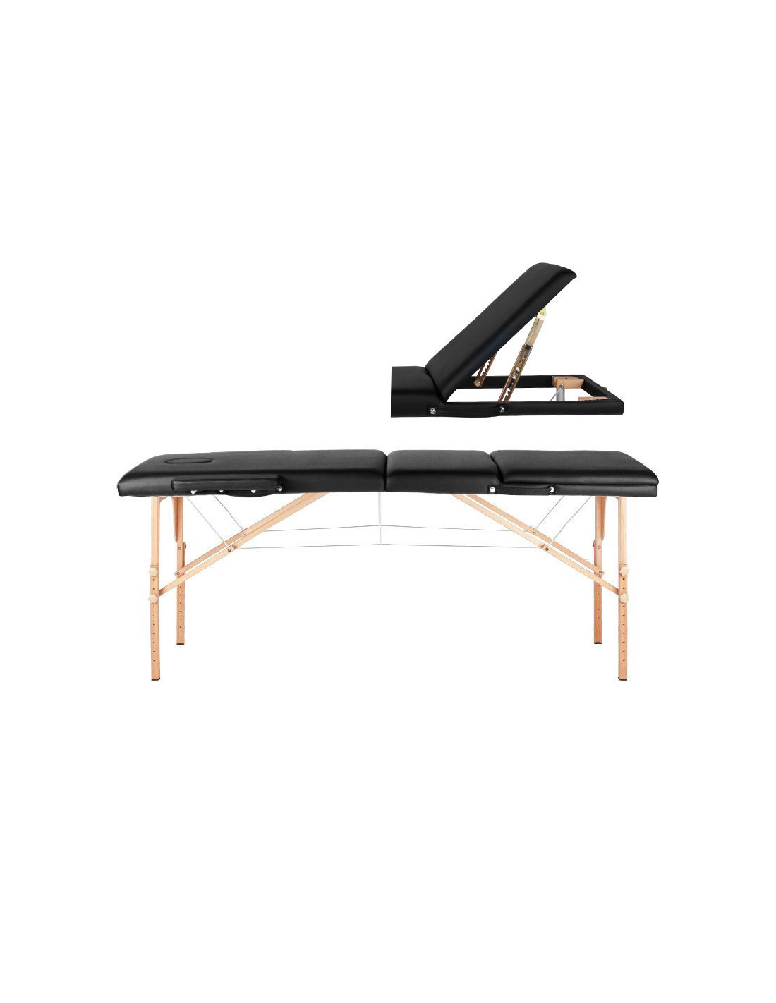 Comfort Activ Fizjo 3-segment folding wooden massage table in black