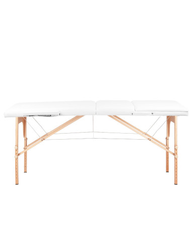 Comfort Activ Fizjo Camilla de masaje plegable de madera de 3 segmentos blanca