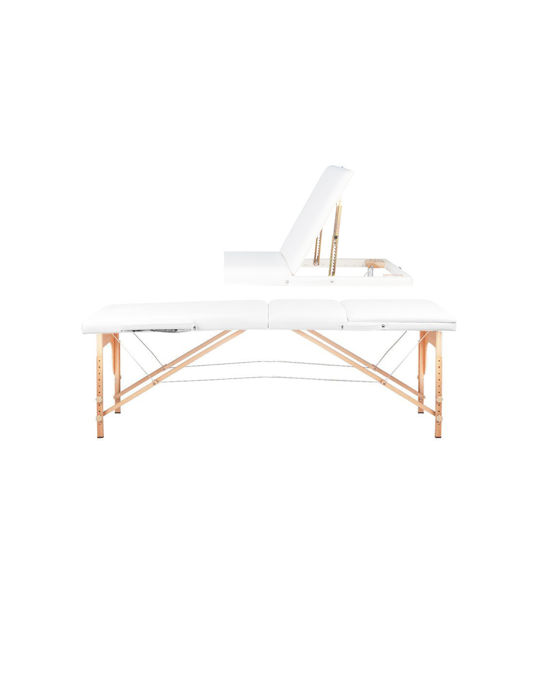 Comfort Activ Fizjo Camilla de masaje plegable de madera de 3 segmentos blanca
