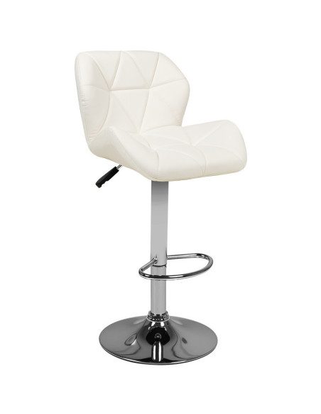 Tabouret de bar matelassé réglable blanc M01 