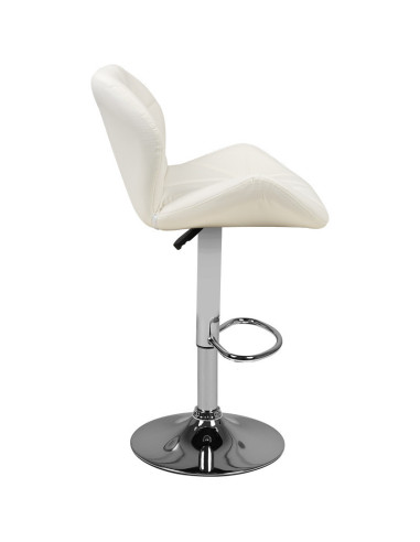 M01 White Adjustable Padded Bar Stool