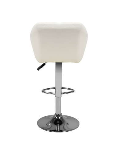 Tabouret de bar matelassé réglable blanc M01 