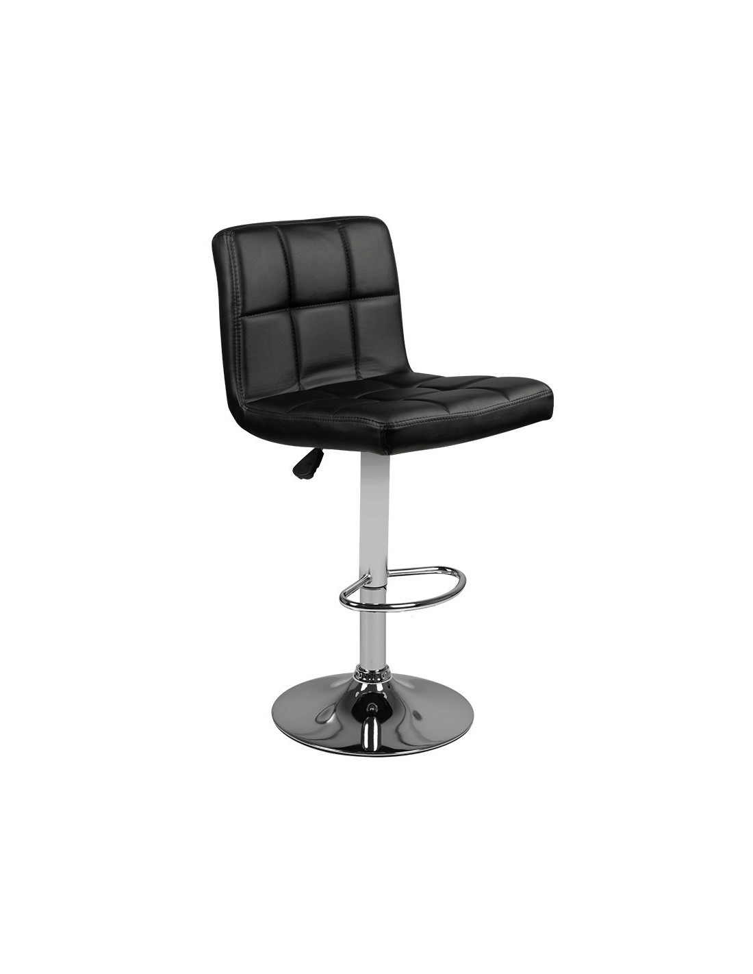 Tabouret de bar matelassé réglable noir M06 